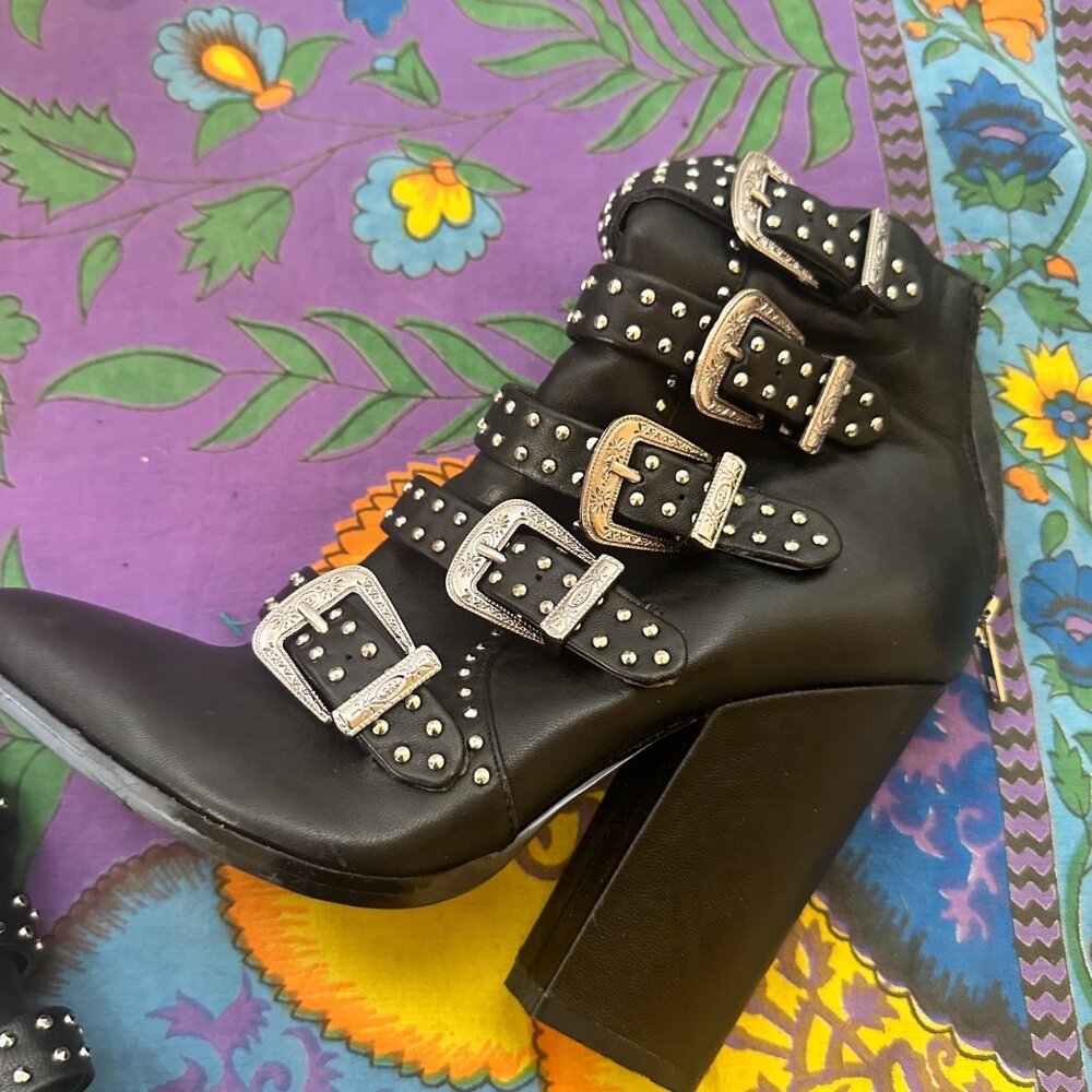 Steve Madden Black Studded Ankle Boots - Picture 6 of 10